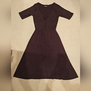 Elegant Brown Polka Dot Dress